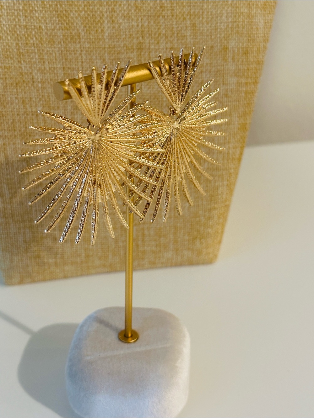 Fashion Jewelry Gold Sunburst Statement Earrings